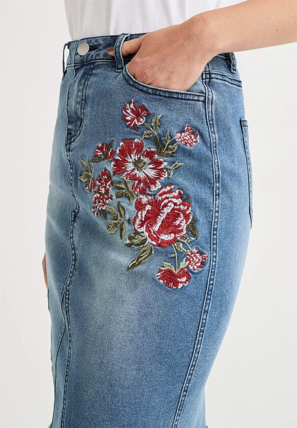 Denim skjørt med broderier Betty 56