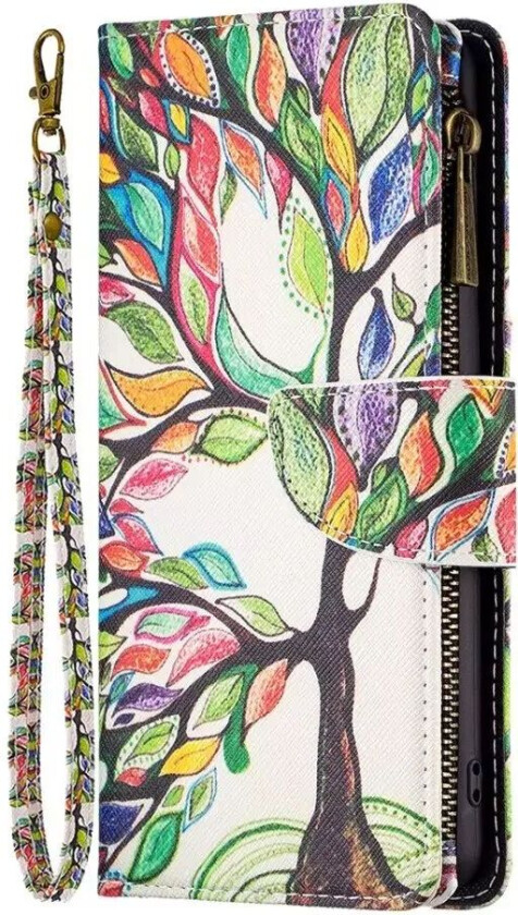 Samsung Galaxy A73 (5G) PU Skinn Flip Deksel Med Lommebok - Fargerikt Tre