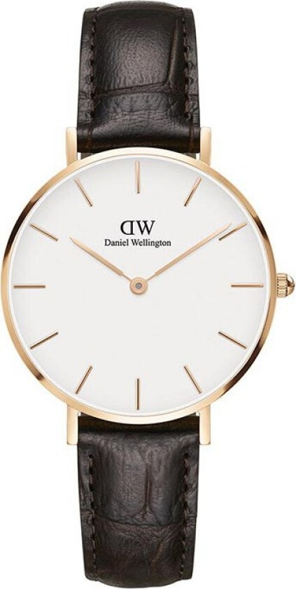Classic Petite 32mm York DW00100176 - Kvarts - Kobber Rosegull - Dameklokker - Skinn - Mineral