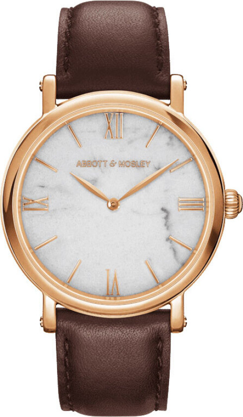 Abbott & Mosley Gold Carrrara Brown 40mm AM243 - Kvarts - Gull - Unisex - Skinn - Safir