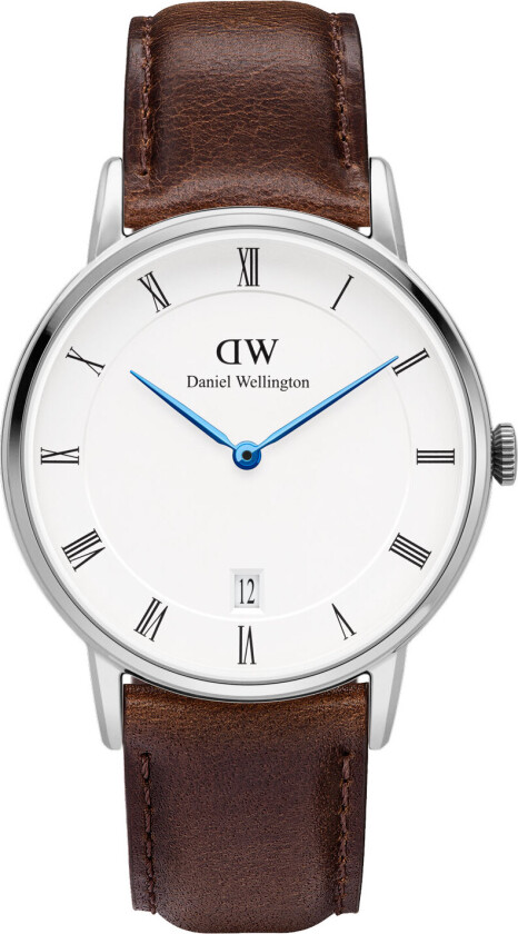 Daniel Wellington Dapper Bristol - Stilren dameklokke i stål med brun lærreim - Kvarts - Sølv - Dameklokker - Skinn - Mineral