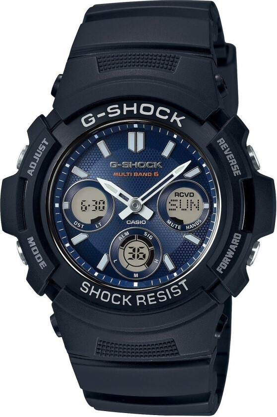 AWG-M100SB-2AER - Tøff klokke med smarte funksjoner - Anadigi - Sort - Herreklokker - Resin - Mineral