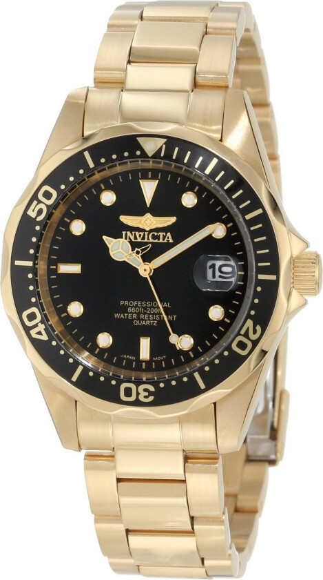 Pro Diver Gold Black 8936 - Kvarts - Gull Sort - Unisex - Rustfritt stål - ledd m/pin - Mineral