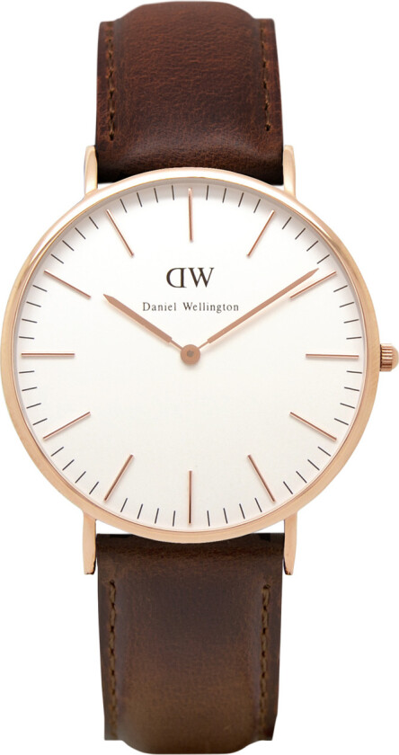 Classic Bristol Herreklokke, Rosé gull, 40mm - Kvarts - Rosegull - Herreklokker - Skinn - Mineral
