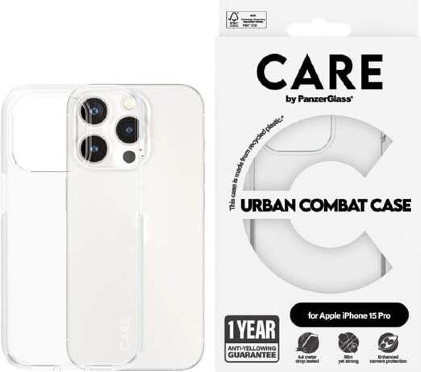 Flagship Case Transparent Urban Combat w. Clear Frame iPhone 15 Pro