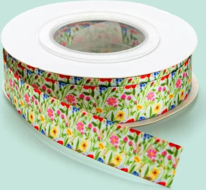 Gavebånd Satin 15m - Sommerblomster