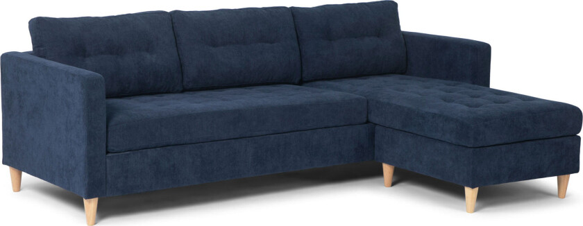 Marino sofa AB2, sjeselongsofa høyre eller venstresnudd i fløjl mørkeblå.
