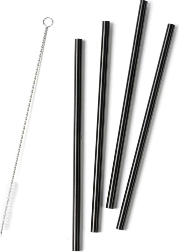 Rocks sugerør 21,5 cm 4-pakning Black