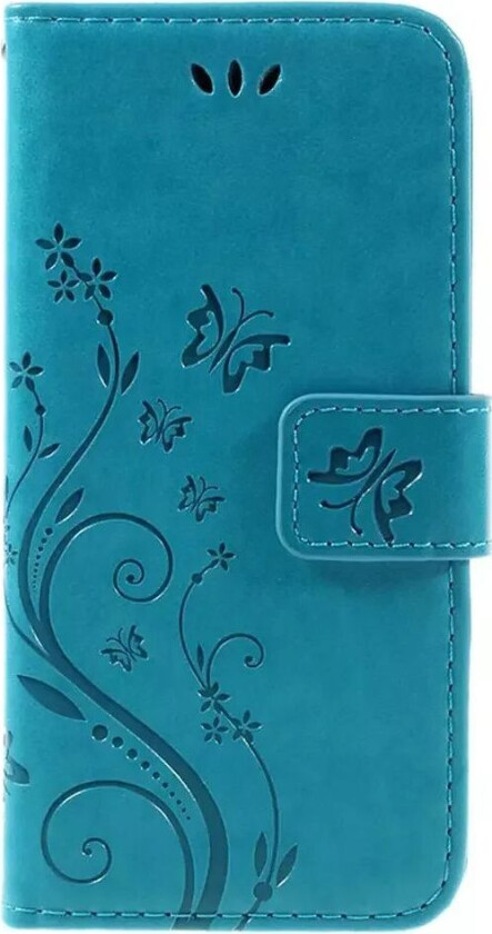 iPhone SE (2022/2020)/8/7 Sommerfugle Skinndeksel med Lommebok - Blå