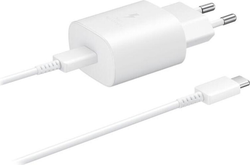 Super Fast Charge 25W reiseadapter med USB-C-kabel - Hvit