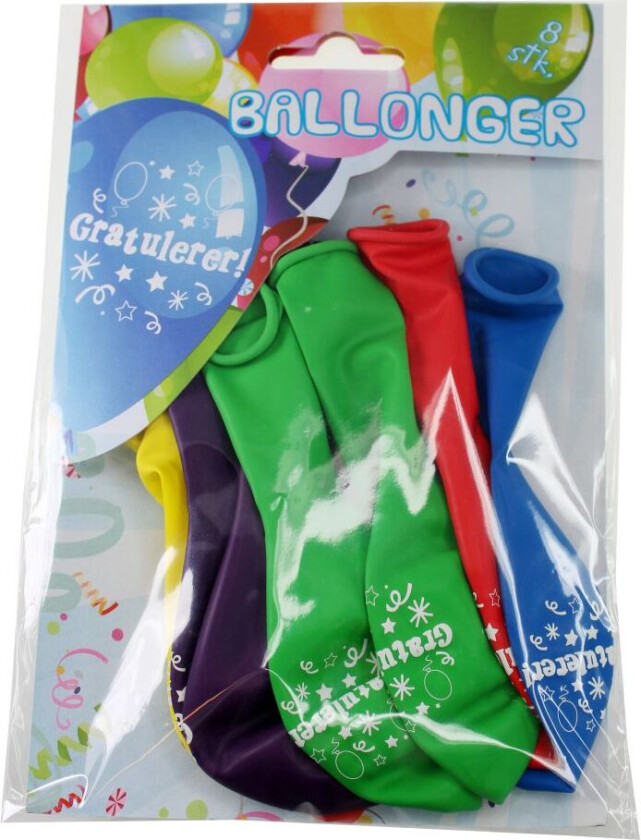 Ballonger 8-Pakning - Gratulerer