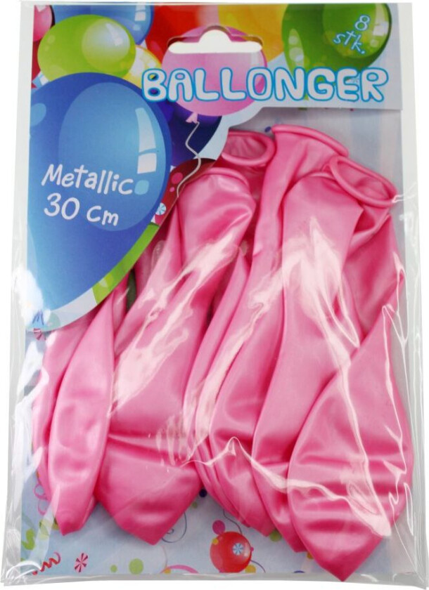 Ballonger 8-Pakning - Lys Rosa Metallisk