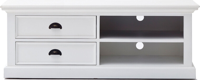 Halifax tv-benk med 2 skuffer og 1 hylle hvit.