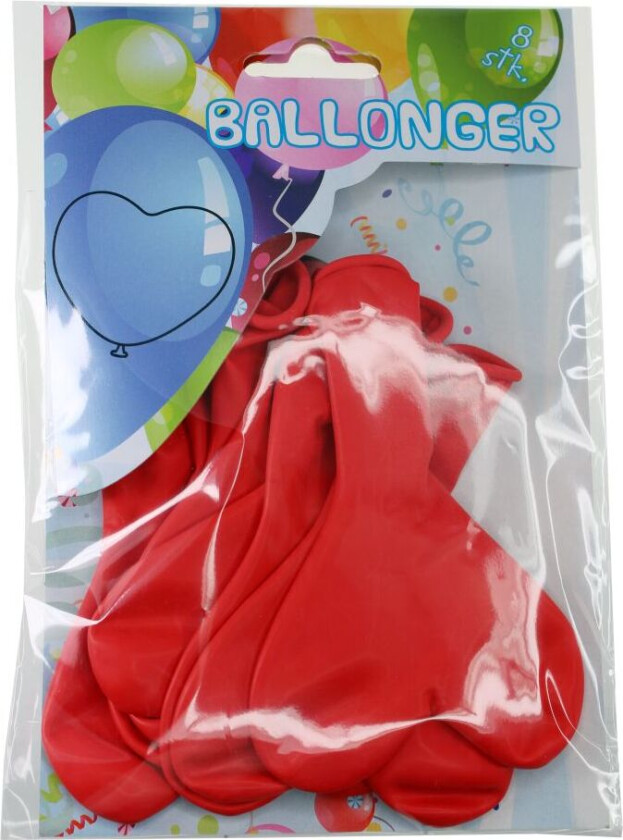 Ballonger 8-Pakning - Røde Hjerter