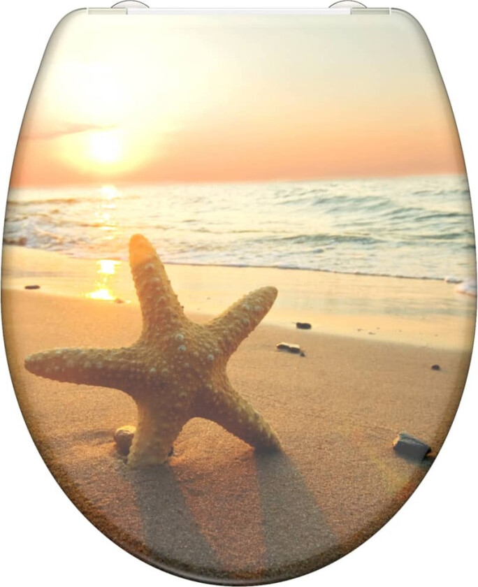 Toalettsete duroplast myk lukkefunksjon SEA STAR trykk