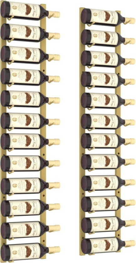 Veggmontert vinstativ for 12 flasker 2 stk gull jern