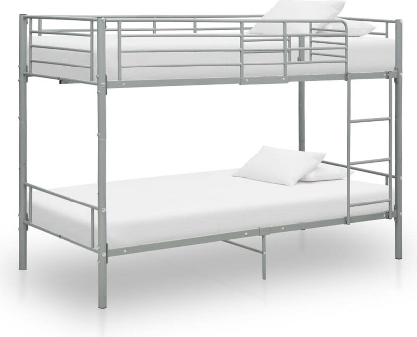 Køyeseng grå metall 90x200 cm