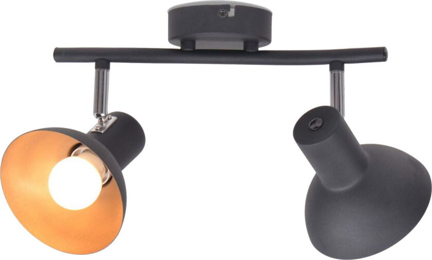 Taklampe for 2 pærer E27 svart and gull