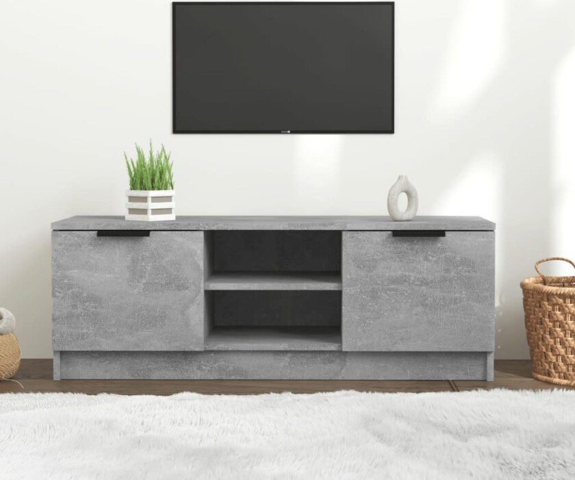 TV-benk betonggrå 102x35x36,5 cm konstruert tre