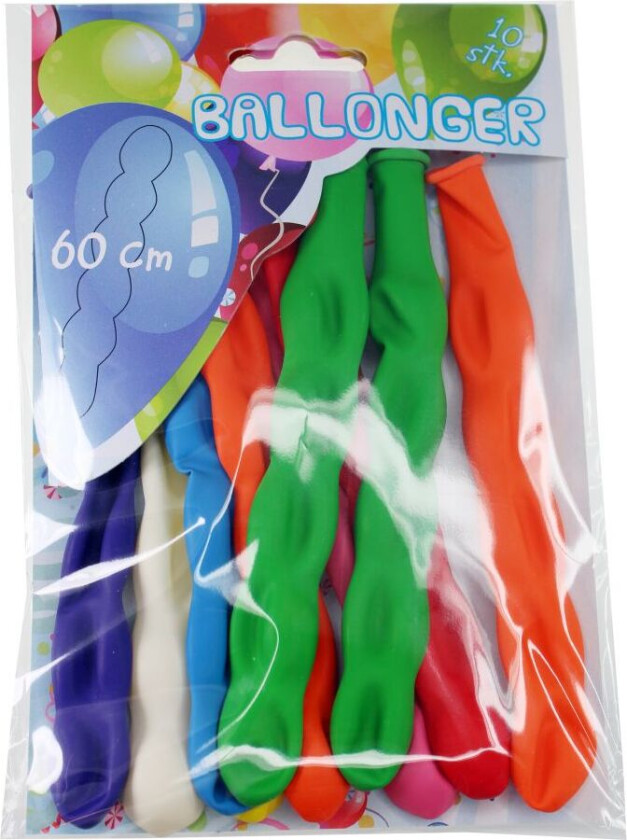 Ballonger 10-Pakning - Lange 60 Cm Ballonger I Ulike Farger