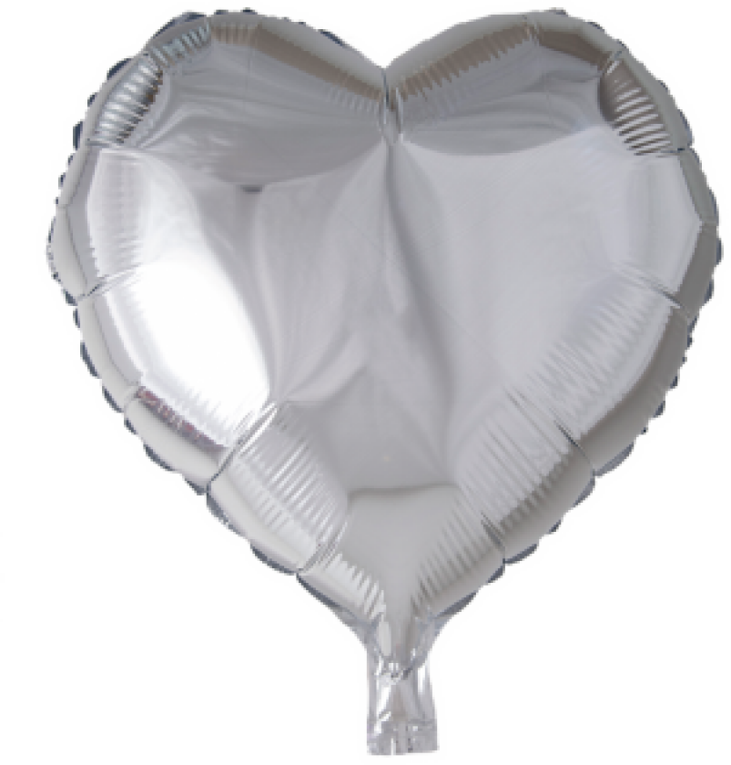 Folie Ballong Sølv 46 Cm - Hjerte