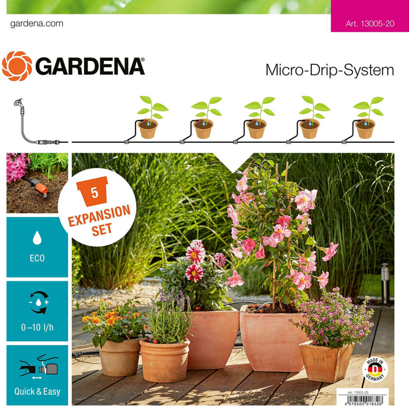 Gardena Gardena Micro-Drip Påbyggingssett For Blomsterpotter