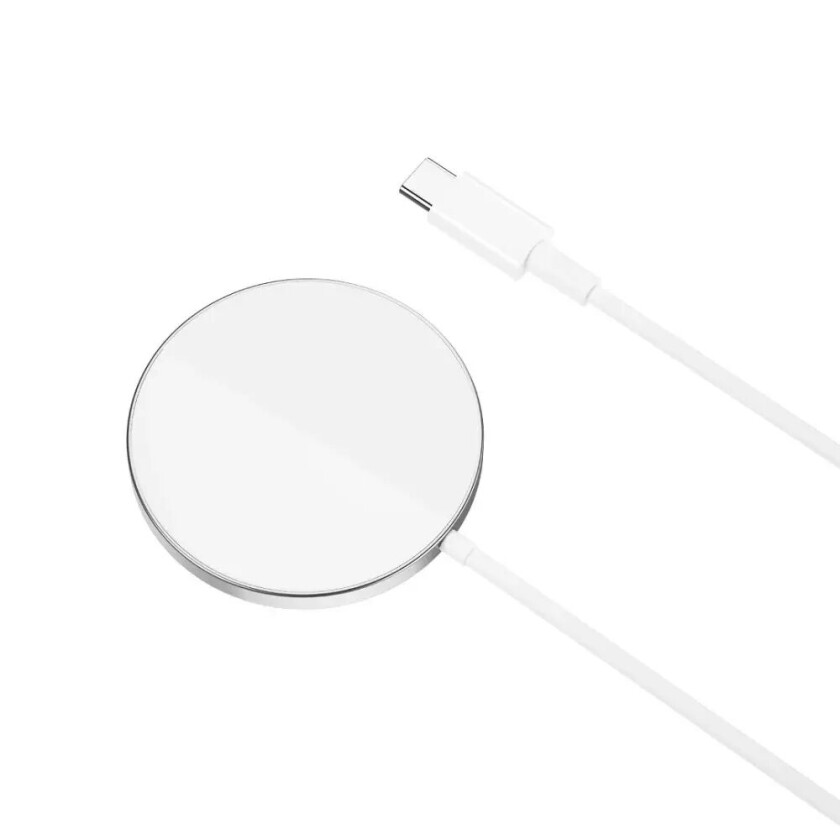 CX011 Magnetisk Trådløs Lader 15W - MagSafe Kompatibel - Sølv / Hvit