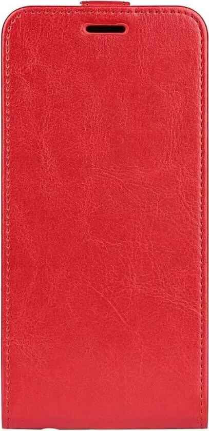 iPhone 15 Pro Max Vertikalt Flip Kunst Skinn Deksel med Lommebok - Rød