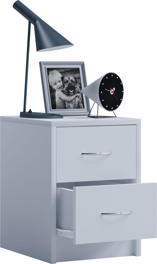 Boxal Mini nattbord 2 skuffer hvit.