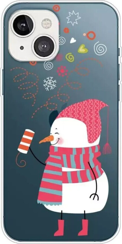 iPhone 13 Plast Jul Deksel - Gjennomsiktig - Festlig Snømann
