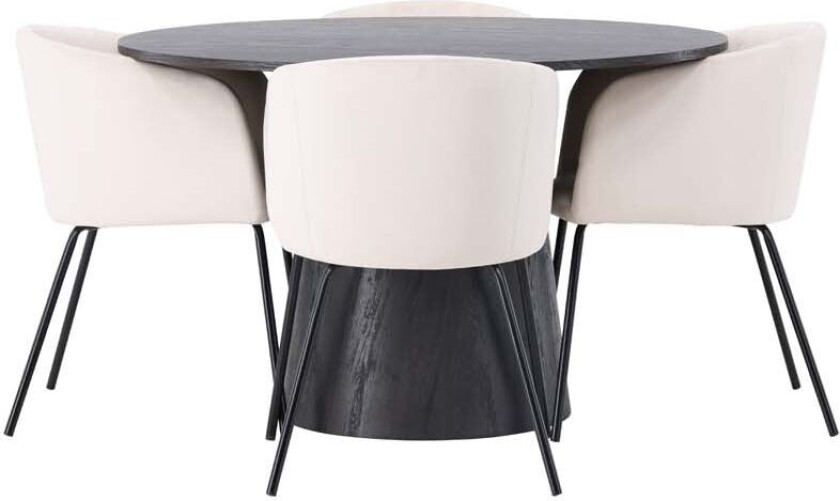 Lanzo spisegrupper bord mocca og 4 berit stoler beige.