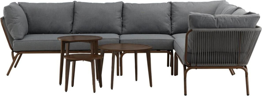 Roxo loungesett 4 deler grå,brun.