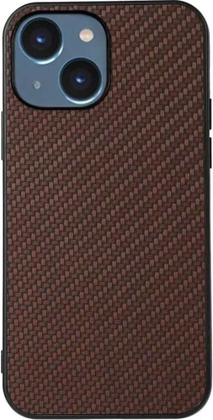 iPhone 15 Plastdeksel med Carbon Texture - Brun