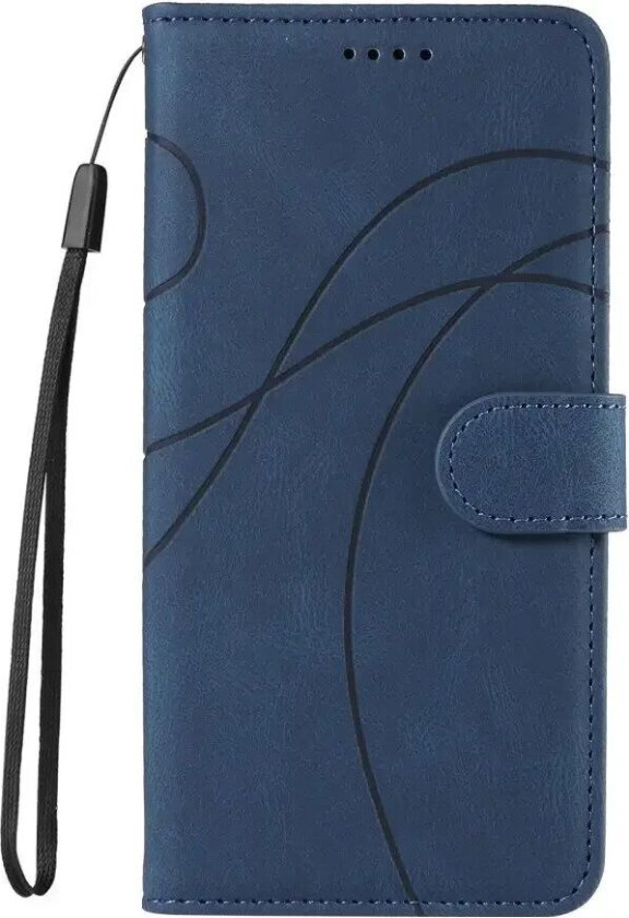 Samsung Galaxy S24 Ultra PU Skinn Deksel med Lommebok og Stropp - Blå