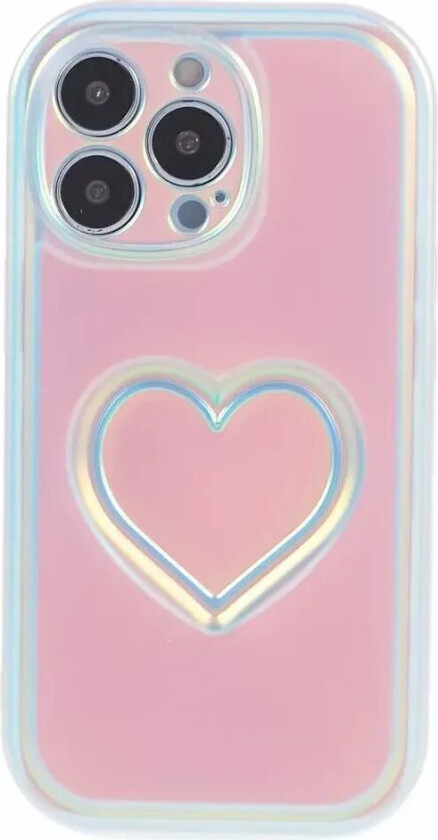 iPhone 15 Pro Fleksibelt Plastdeksel med Hjerte - Flerfarget