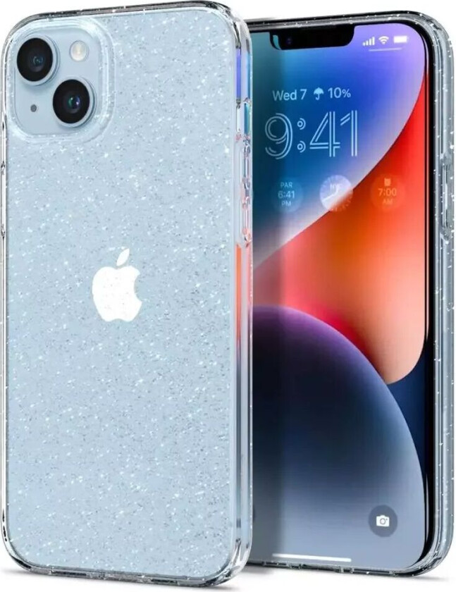 iPhone 14 Liquid Crystal Glitter Deksel - Gjennomsiktig