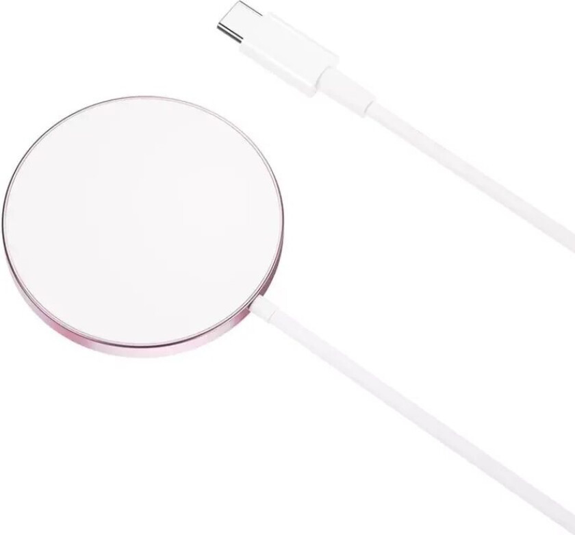 CX011 Magnetisk Trådløs Lader 15W - MagSafe Kompatibel - Rosa / Hvit