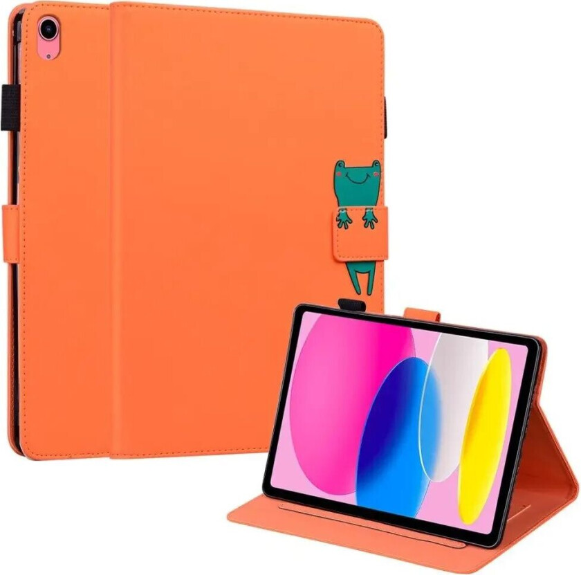 iPad 10.9" ( 2022) Flip Deksel i Skinn med Dyremotiv - Oransje