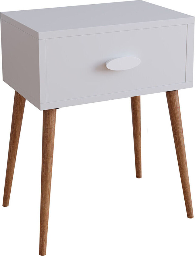 SingolL nattbord 1 skuff hvit.