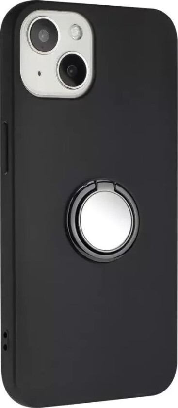 iPhone 15 Fleksibelt Plast Deksel med Magnetisk Ringstøtte – Svart