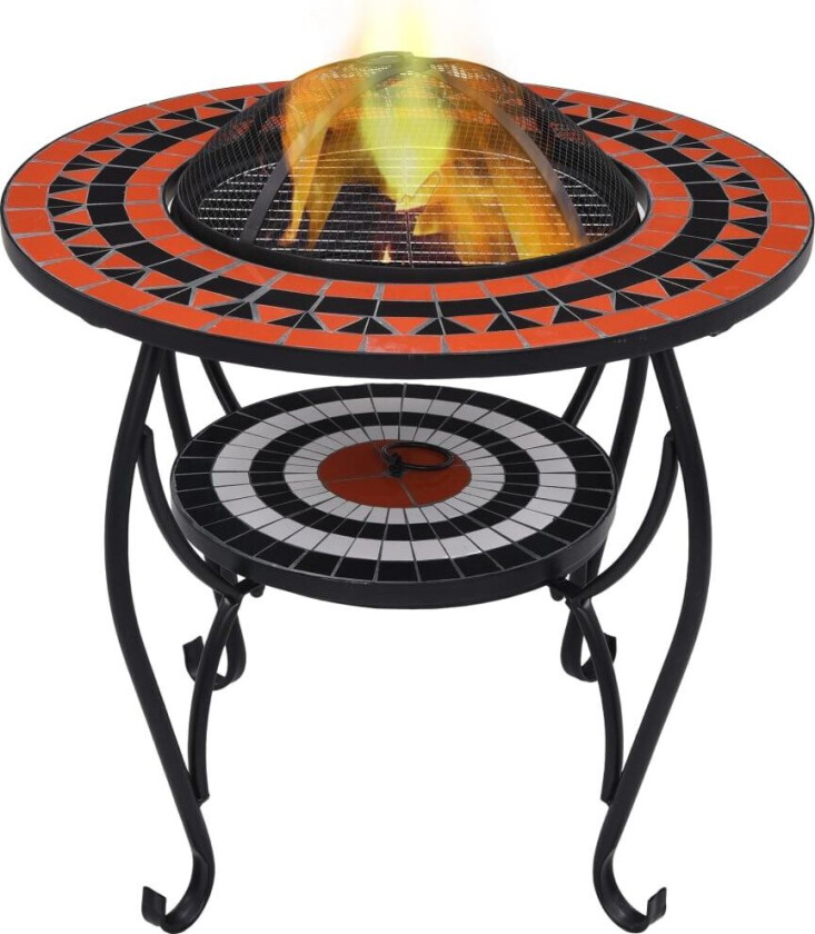 Bålfatbord mosaikk terrakotta og hvit 68 cm keramikk