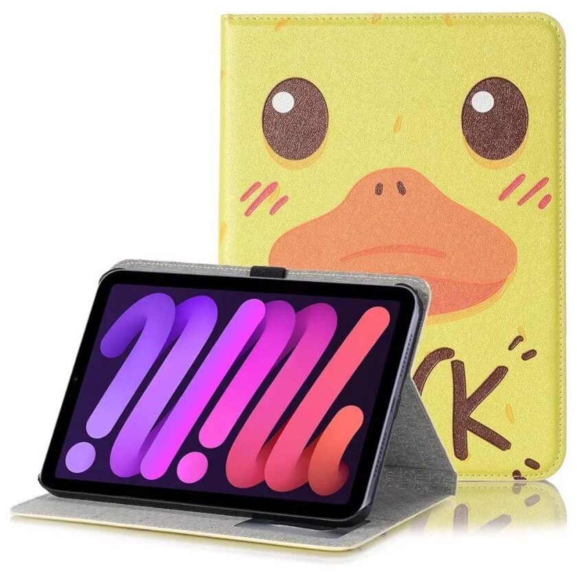 iPad Mini (2021) Kunst Skunn Deksel med Lommebok & Touch Pen Holder - Duck