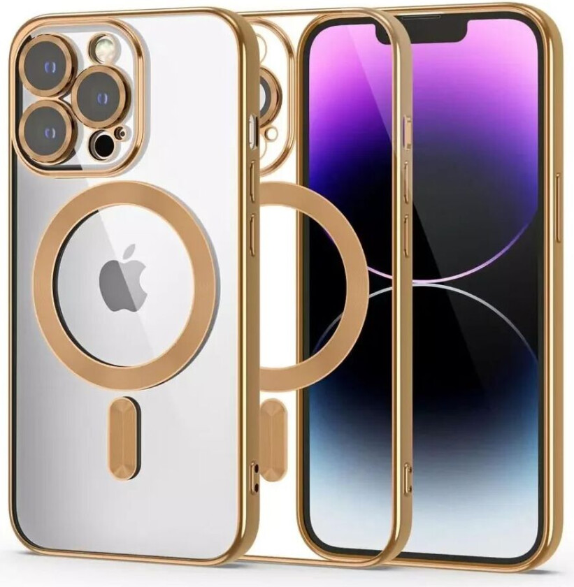 Tech-Protect iPhone 14 Pro Tech-Protect MagShine Deksel - MagSafe Kompatibel - Gjennomsiktig / Gull