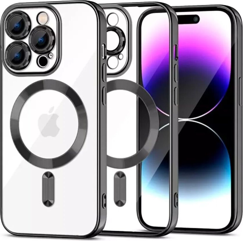 Tech-Protect iPhone 15 Pro Max Tech-Protect MagShine Deksel - MagSafe Kompatibel - Gjennomsiktig / Svart
