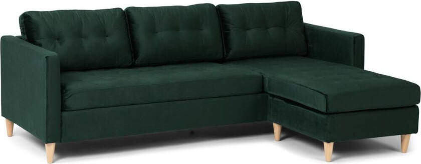 Marino sofa BA1, sjeselongsofa høyre eller venstresnudd i velur grønn.