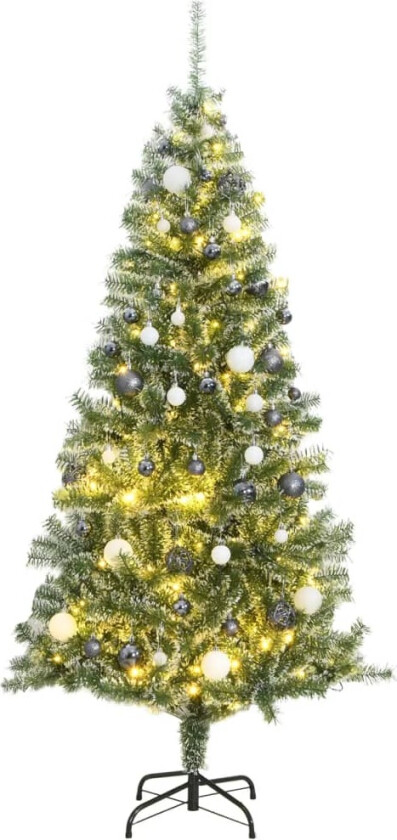 Kunstig juletre med 300 LED kulesett flokket snø 180 cm