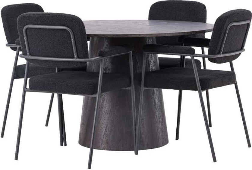 Lanzo spisegrupper bord mocca og 4 Yesterday stoler svart.