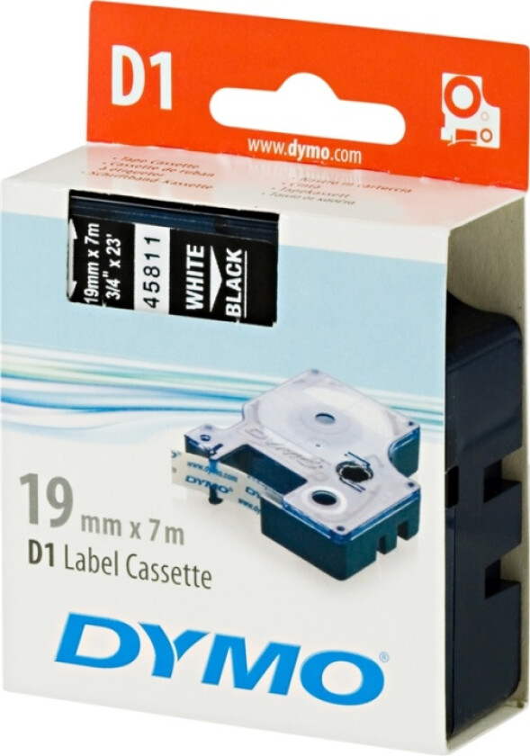 Dymo Tape D1 19mm Hvit/svart