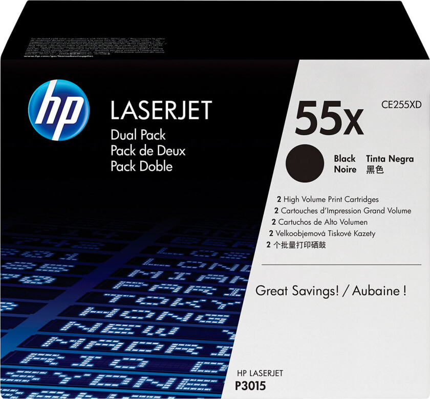 Hp Toner Svart 55x 12.5k - Ce255xd 2-pack