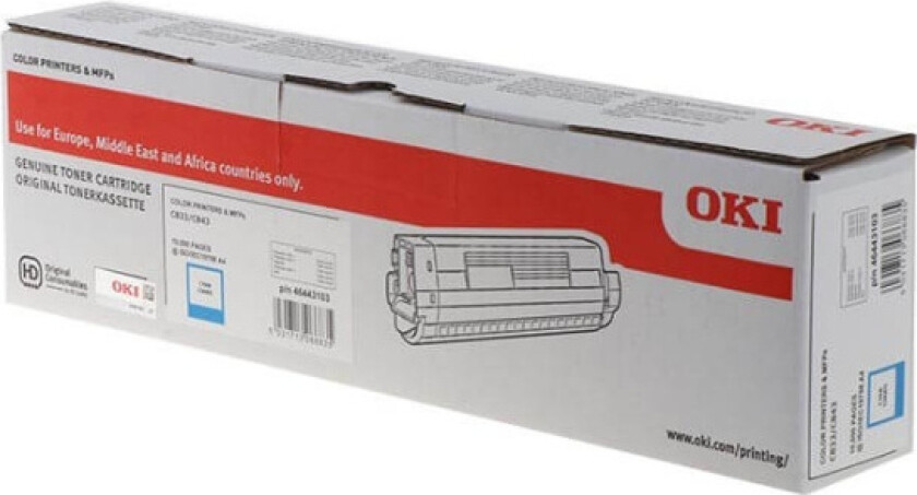 Oki Toner Cyan 10k - C833/843